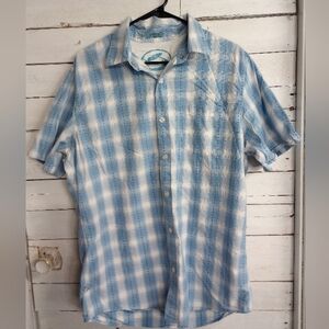 Kirra Button Up Shirt Mens Large Blue White Plaid Short Sleeve Streetwear Skater